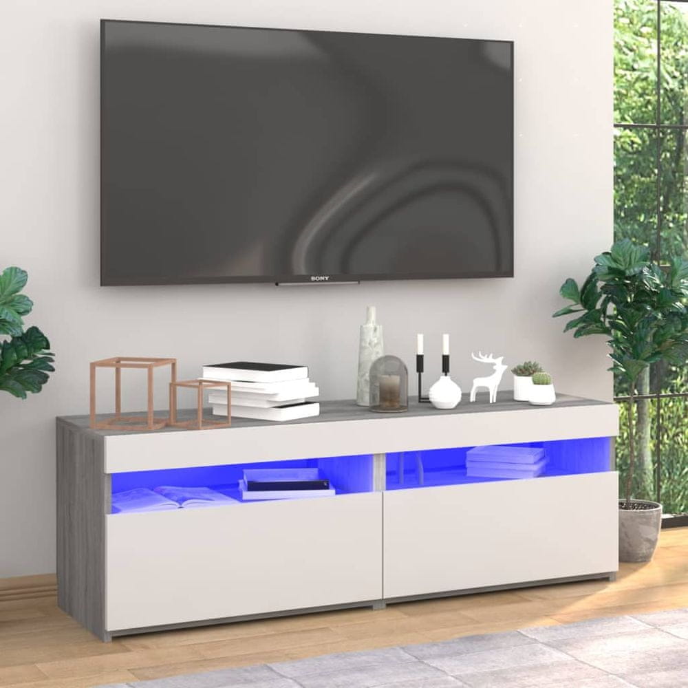 Vidaxl TV skrinky 2 ks s LED svetlami sivý dub sonoma 60x35x40 cm